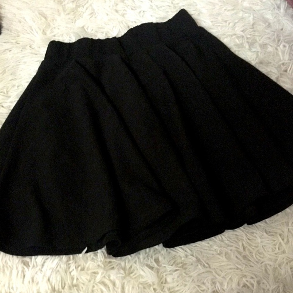 Black Flared Mini Skirt